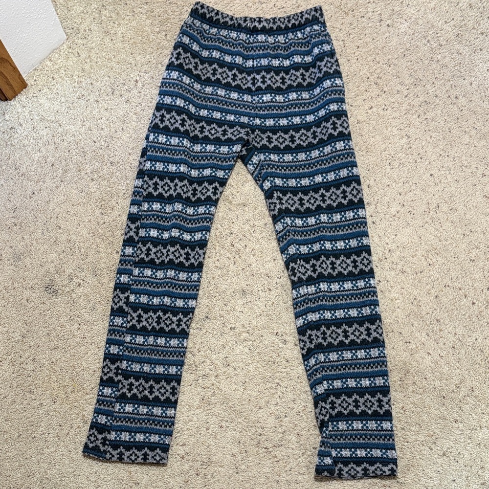 Men's Patterned Leggings in Blue and Gray